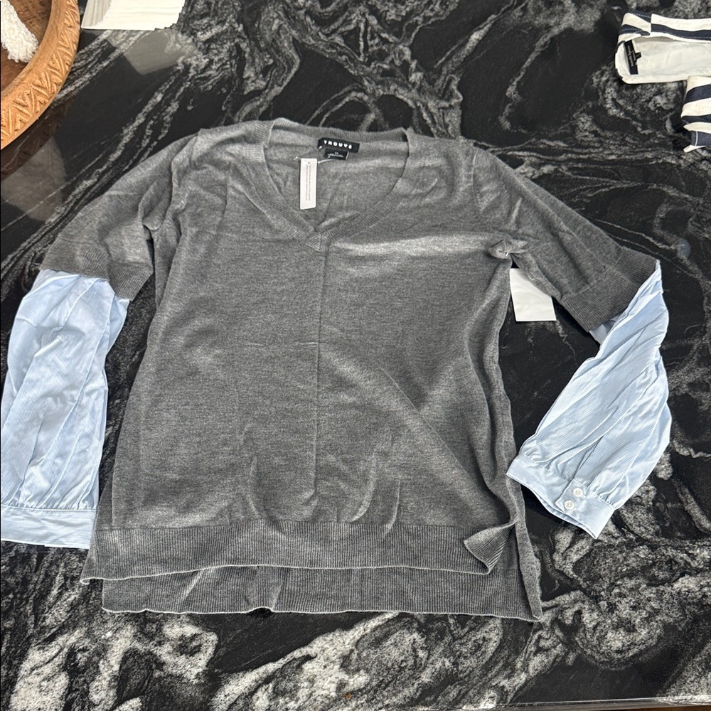 Gray V-Neck Sweater